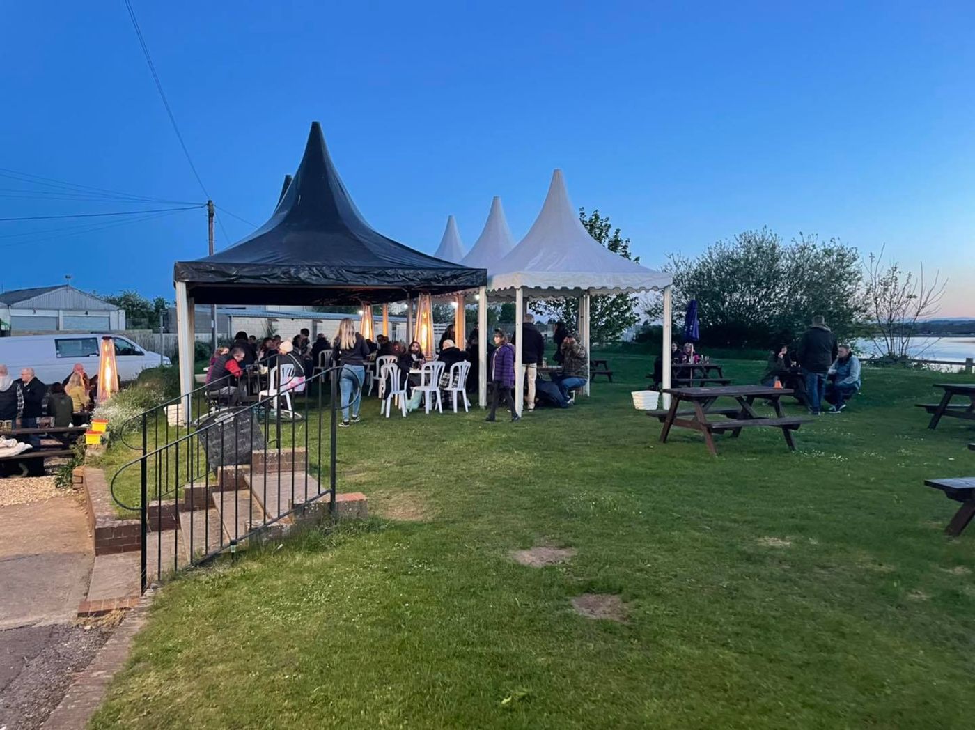 The beer garden beside the river